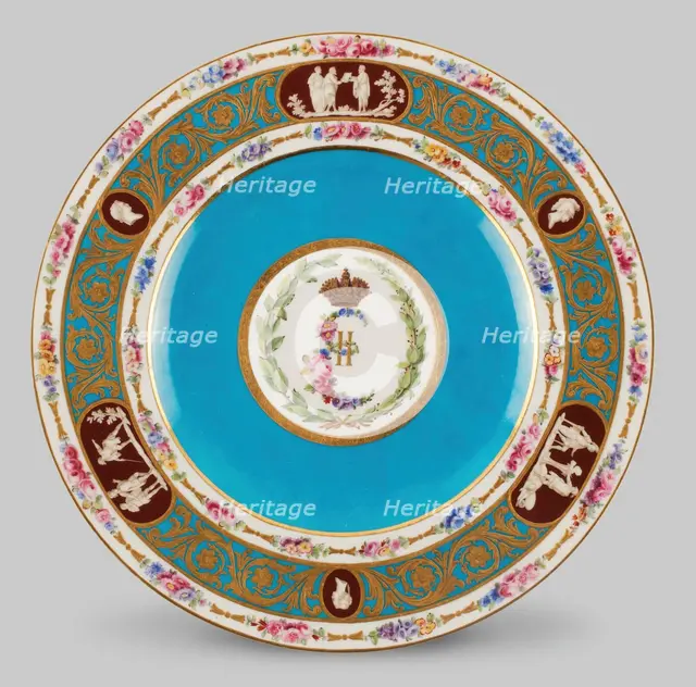 Plate, Sèvres, 1778. Creators: Sèvres Porcelain Manufactory, Edmé-François Bouilliat, Pierre-Antoine Méreaud, Etienne-Henry Le Guay, Philippe Castel.