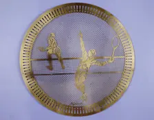 Plate showing a man and a woman playing tennis. Creator: Unknown