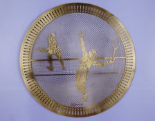 Plate showing a man and a woman playing tennis. Creator: Unknown
