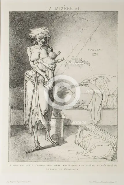 Plate Six from Misery, 1851. Creator: Charles Rambert.