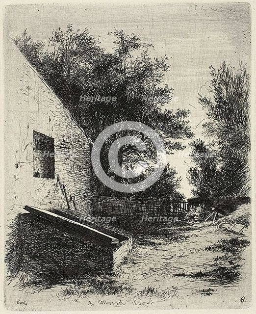 Plate six, from Radierversuche, 1843, published 1844. Creator: Adolph Menzel.
