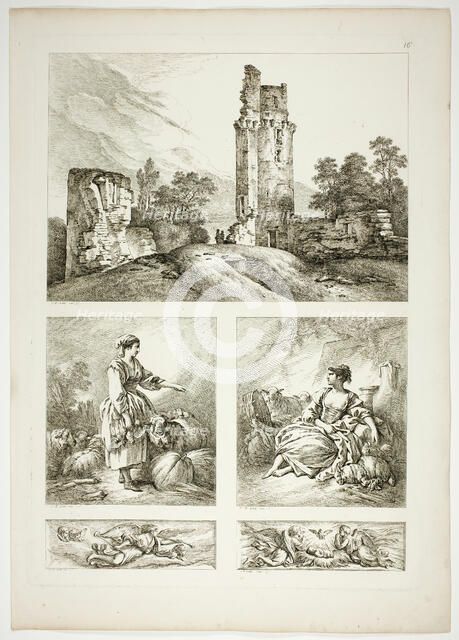 Plate Sixteen of 38 from Oeuvres de J. B. Huet, 1796–99. Creator: Jean Baptiste Marie Huet.