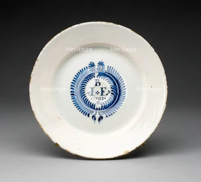 Plate, Staffordshire, 1703. Creator: Staffordshire Potteries.