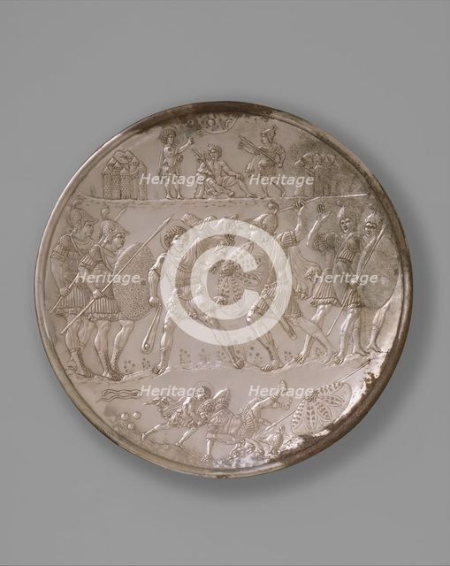 Plate with the Battle of David and Goliath, Byzantine, 629-30. Creator: Unknown.