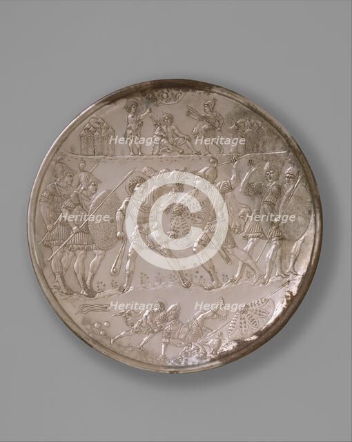 Plate with the Battle of David and Goliath, Byzantine, 629-30. Creator: Unknown.