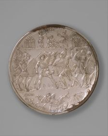 Plate with the Battle of David and Goliath, Byzantine, 629-30. Creator: Unknown