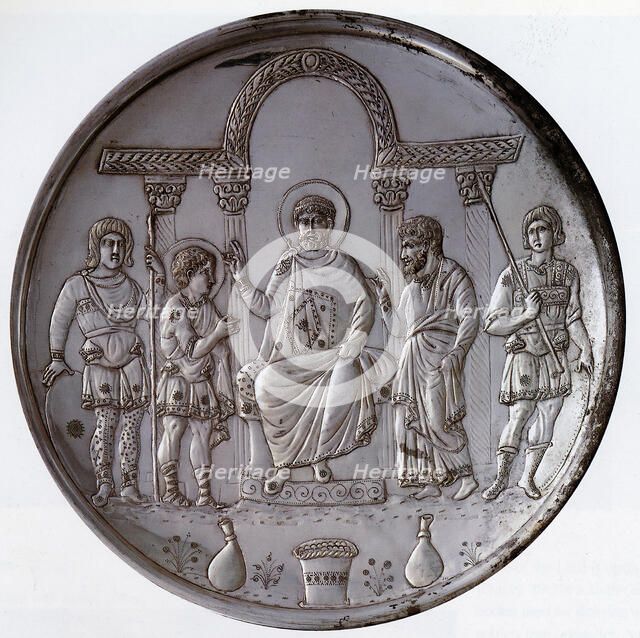 Plate with the Presentation of David to Saul, Byzantine, 629-630. Creator: Unknown.