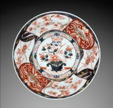 Plate with Vase of Peonies: Imari Ware, c. 1700. Creator: Unknown