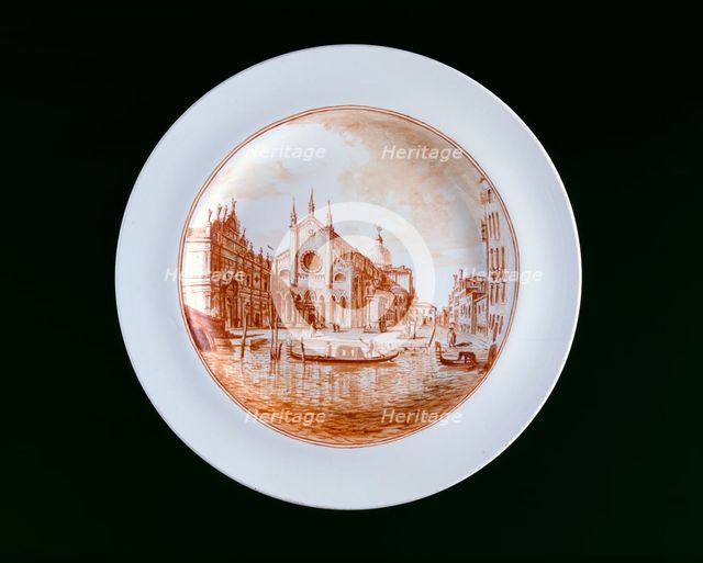 Plate with view of SS Giovanni e Paolo, Venice, c1741. Artist: Miotti.