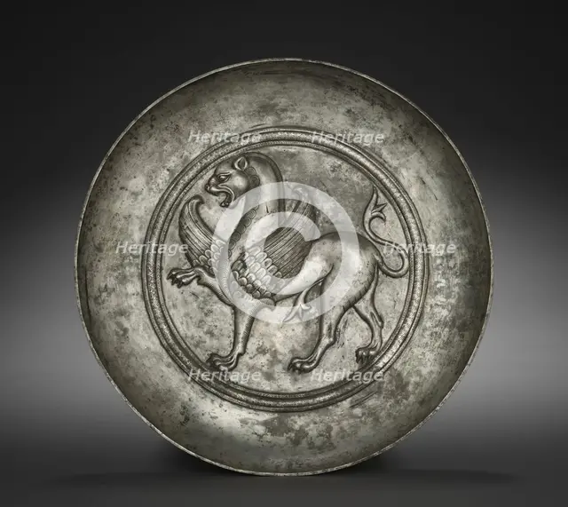 Plate with Winged Griffin, 500s-600s. Creator: Unknown.