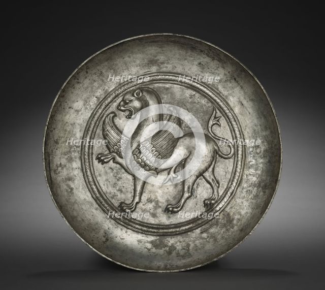 Plate with Winged Griffin, 500s-600s. Creator: Unknown.