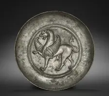 Plate with Winged Griffin, 500s-600s. Creator: Unknown