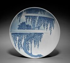 Plate with Willow Tree and Cloud, 1800s. Creator: Unknown