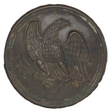 Plate with a stamped brass eagle design from a cartridge box belt, 1862-1865. Creator: Warren H. Wilkinson