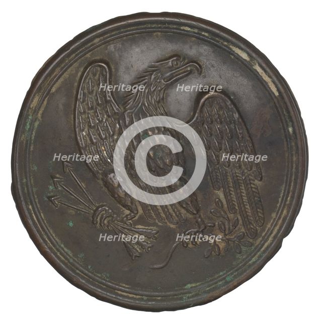 Plate with a stamped brass eagle design from a cartridge box belt, 1862-1865. Creator: Warren H. Wilkinson.