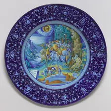 Plate with Alexander and Diogenes, 1524. Creators: Unknown, Master of the Coppa Bergantini