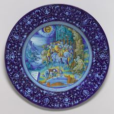 Plate with Alexander and Diogenes, 1524. Creators: Unknown, Master of the Coppa Bergantini