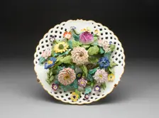 Plate with Applied Flowers, Meissen, 1763/74. Creator: Meissen Porcelain