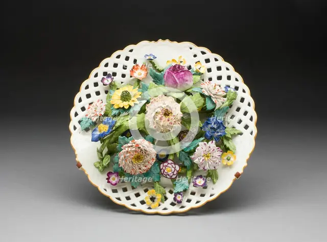 Plate with Applied Flowers, Meissen, 1763/74. Creator: Meissen Porcelain.