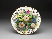 Plate with Applied Flowers, Meissen, 1763/74. Creator: Meissen Porcelain