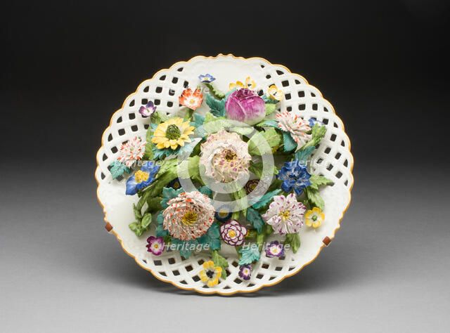 Plate with Applied Flowers, Meissen, 1763/74. Creator: Meissen Porcelain.