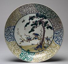 Plate with Bird and Flower, late 1600s. Creator: Unknown