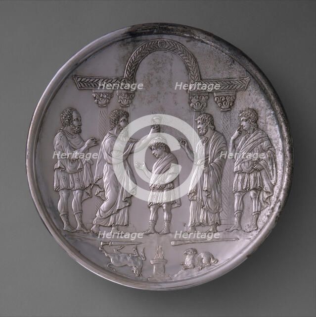 Plate with David Anointed by Samuel, Byzantine, 629-630. Creator: Unknown.