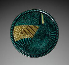 Plate with Fan Designs: Old Kutani Type, Aode (Green) Kutani Style, late 17th century. Creator: Unknown