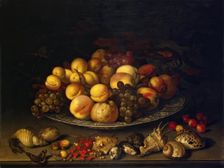 Plate with Fruits and Shells, 1630. Creator: Balthasar van der Ast