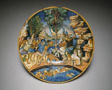 Plate with Horatio at the Bridge, Urbino, c. 1535. Creator: Unknown