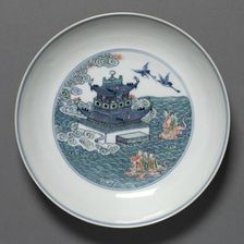 Plate with Isle of the Immortals, 1723-1735. Creator: Unknown