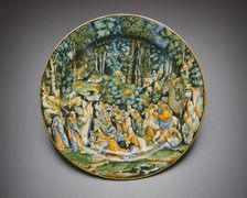 Plate with Moses Striking the Rock, Urbino, c. 1545. Creator: Unknown