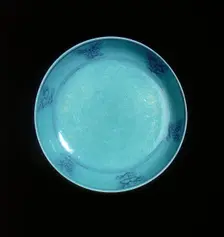 Plate with overglaze turquoise foliated dragons, Wanli period, Ming dynasty, China, 1572-1620. Creator: Unknown