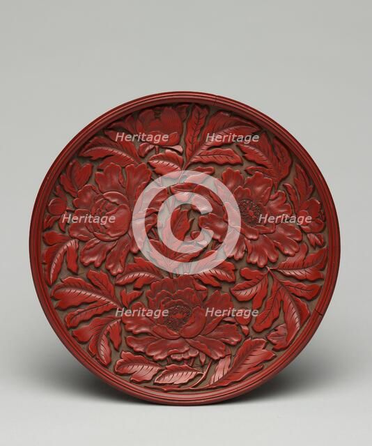 Plate with Peony Decoration, late 1300s-early 1400s. Creator: Unknown.
