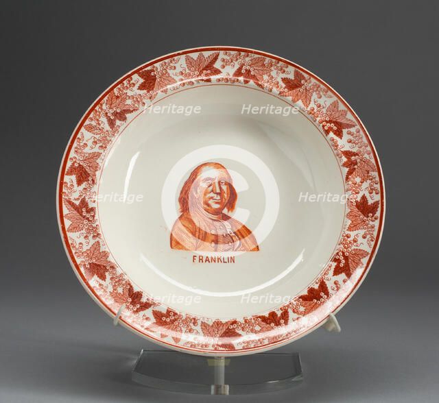 Plate with portrait of Benjamin Franklin, 1800/1900. Creator: Spode Ceramic Works.