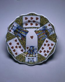 Plate with Playing Cards, c. 1760. Creator: Unknown