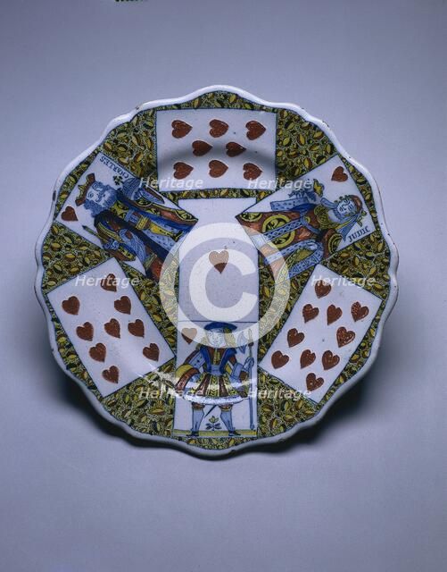 Plate with Playing Cards, c. 1760. Creator: Unknown.