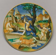 Plate with Pyramus and Thisbe, 1536. Creator: Francesco Xanto Avelli