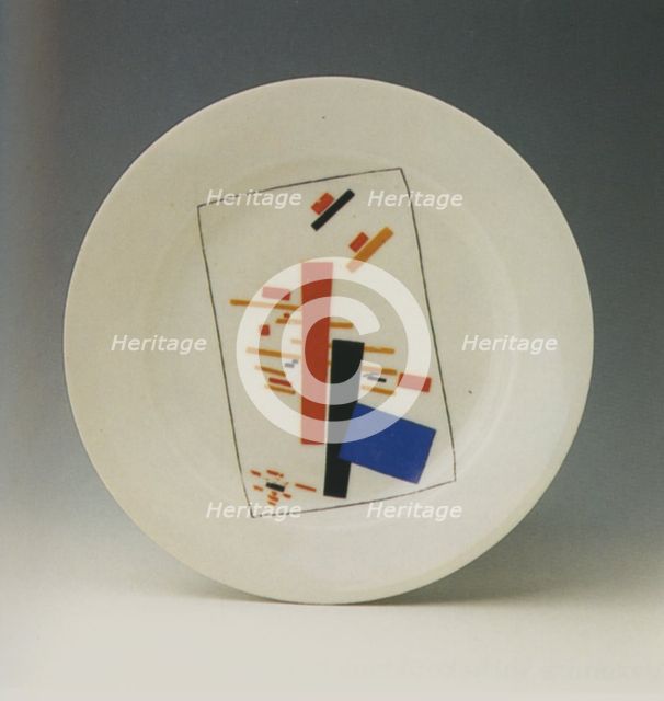 Plate with suprematist decoration. Artist: Malevich, Kasimir Severinovich (1878-1935)