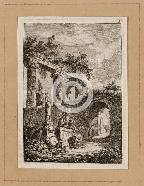 Plate Three from Evenings in Rome, 1763/64. Creator: Hubert Robert.
