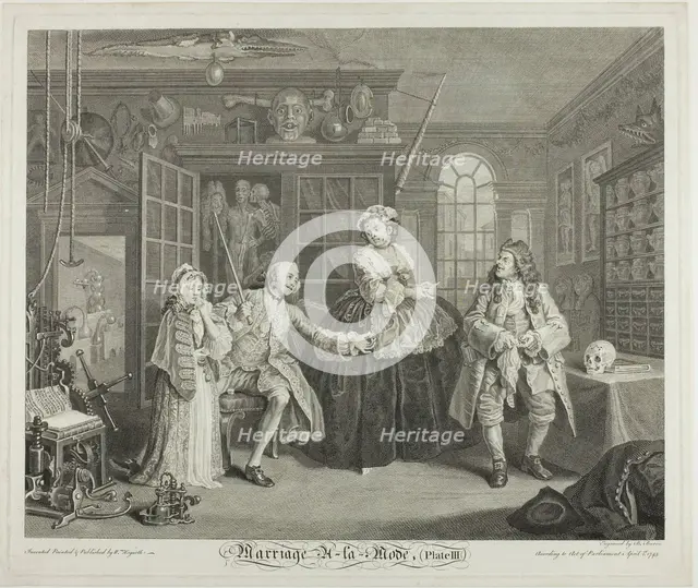 Plate Three, from Marriage à la Mode, 1746. Creator: Bernard Baron.