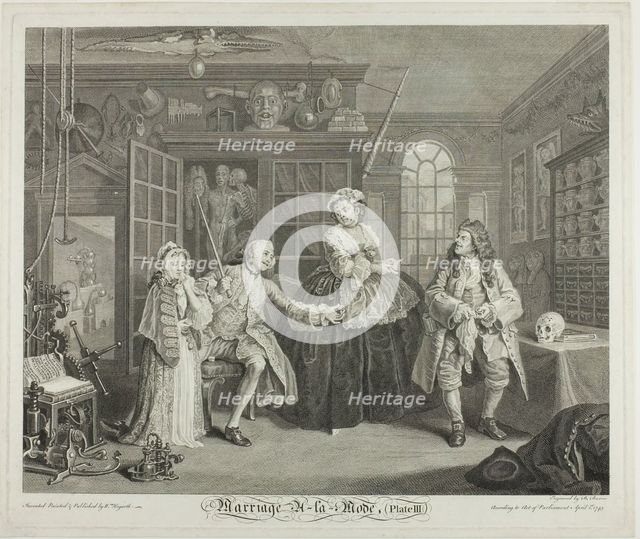 Plate Three, from Marriage à la Mode, 1746. Creator: Bernard Baron.