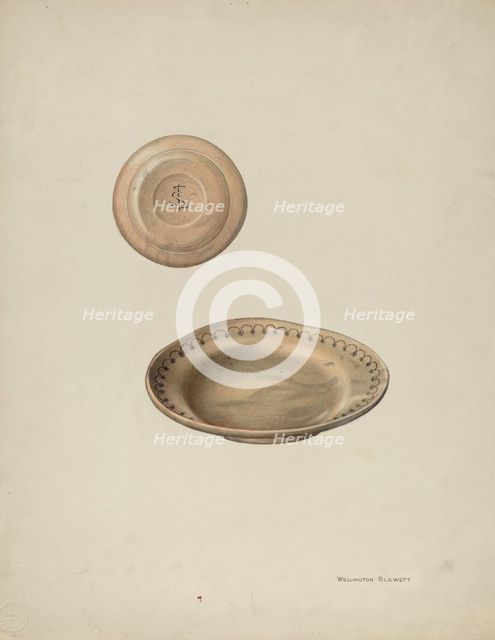 Plate Treen, 1938. Creator: Wellington Blewett.