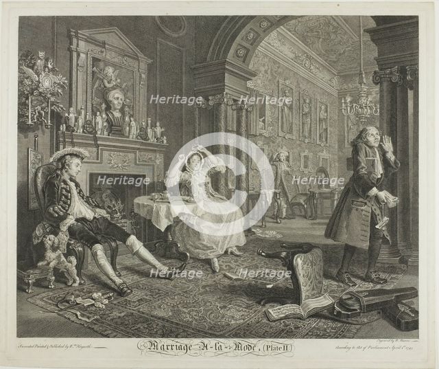 Plate Two, from Marriage à la Mode, 1745. Creator: Bernard Baron.