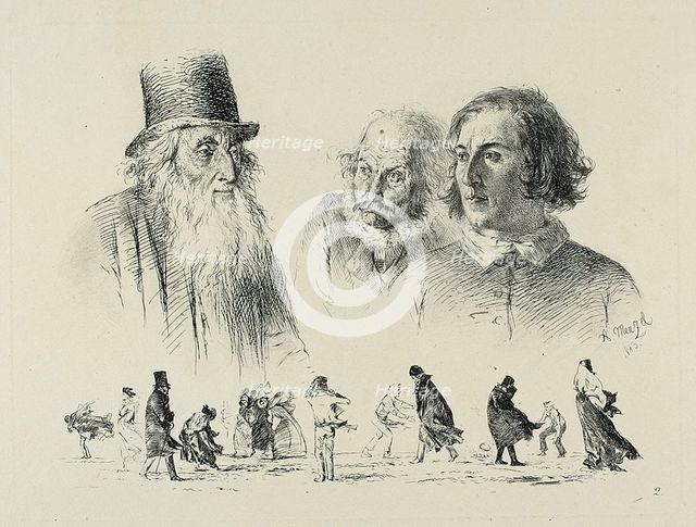 Plate two, from Radierversuche, 1843, published 1844. Creator: Adolph Menzel.
