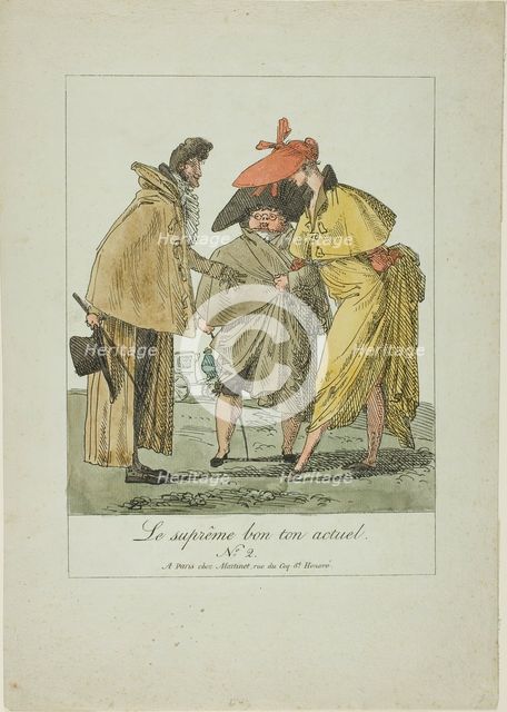Plate Two from The Supreme Current Fashion, c. 1805. Creator: Pierre Nolasque Bergeret.