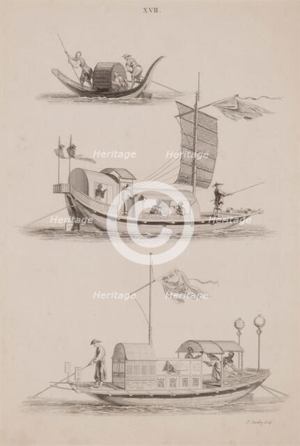 Plate XVII, Designs of Buildings, Furniture, Clothes, Machinery, and Implements of the Chinese, 1757 Creator: William Chambers.