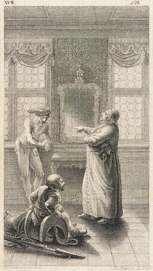 Plate XVII from Life and Adventures of the Knight Don Quixote de la Mancha, 1780. Creator: Daniel Berger