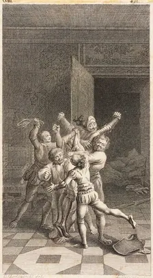 Plate XVIII from Life and Adventures of the Knight Don Quixote de la Mancha, 1780. Creator: Daniel Berger