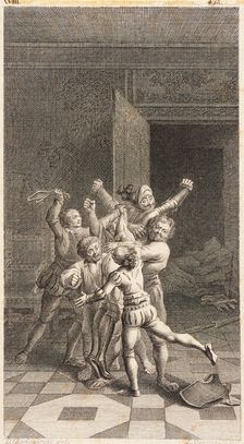 Plate XVIII from Life and Adventures of the Knight Don Quixote de la Mancha, 1780. Creator: Daniel Berger